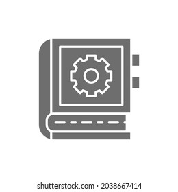Engineering instruction book grey icon. Isolated on white background