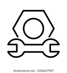 Engineering key equipment related icon, useful as a symbol of mechanical engineering use. Editable black outline vector illustration.