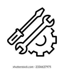 Engineering key equipment related icon, useful as a symbol of mechanical engineering use. Editable black outline vector illustration.