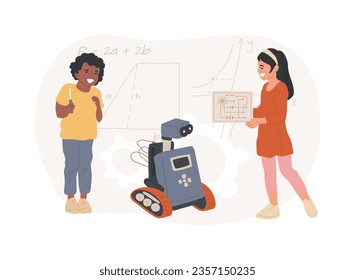 Engineering for kids isolated concept vector illustration. Science for kids, fun learning activities, early development classes, mechanical engineering lesson for children vector concept.