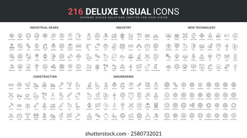 Engineering, labor day in construction industry, safety equipment of worker, new technology line icon set. Types of machine gears and industrial sprocket thin black outline symbols vector illustration