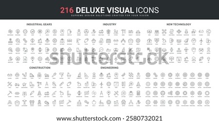 Engineering, labor day in construction industry, safety equipment of worker, new technology line icon set. Types of machine gears and industrial sprocket thin black outline symbols vector illustration