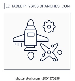 Engineering line icon. Applied physics, electrical and mechanical engineering. Astrology. Rocket design experience.Physical branches concept. Isolated vector illustration. Editable stroke