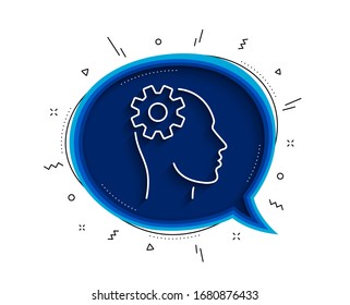 Engineering line icon. Chat bubble with shadow. Cogwheel tool sign. Man think symbol. Thin line engineering icon. Vector