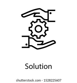 engineering line icon isolated, gear, hand, management