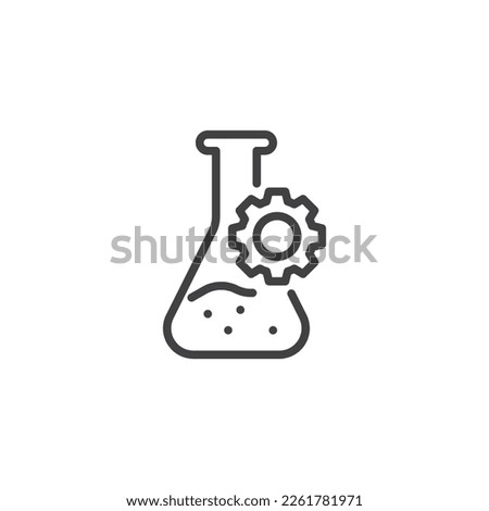 Engineering line icon. linear style sign for mobile concept and web design. Chemical flask and gear outline vector icon. Symbol, logo illustration. Vector graphics