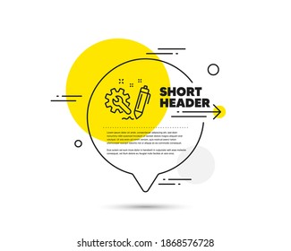 Engineering line icon. Speech bubble vector concept. Cogwheel and Wrench tool sign. Engineering line icon. Abstract bubble balloon badge. Vector