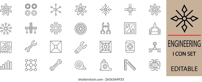 Una Ilustración vectorial de icono de línea de ingeniería