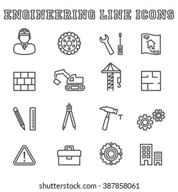 engineering line icons, mono vector symbols