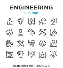 Conjunto de iconos de línea de ingeniería. Elementos de esquema modernos, conceptos de diseño gráfico, colección de símbolos simple. Iconos de línea de vector