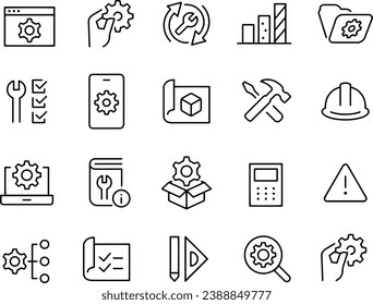 Diseño vectorial de iconos de línea de ingeniería