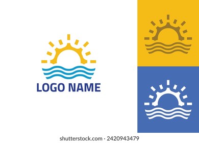 Logo de diseño de ingeniería Logo de Sun Water acua water  