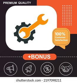 engineering, machine, repair icon. With orange and black background