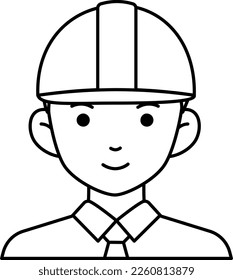 Engineering man labor avatar User person necktie safety helmet Line Style