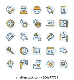 Engineering And Manufacturing Icon Set In Thin Line Style. Vector Symbols.