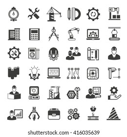 engineering and manufacturing icons, engineering icons set, project engineer icons