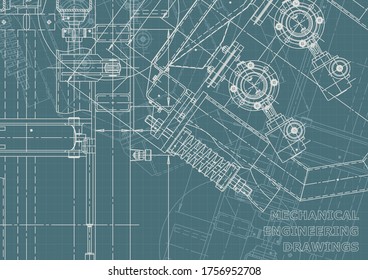 Mechanical Engineering Drawings On Black Background Stock Vector ...