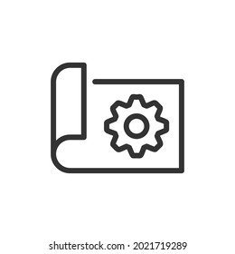 Engineering Minimal Line Symbol. Webhub-Symbol-Design. Ingenieurzeichen einzeln auf weißem Hintergrund. Premium-Line-Symbol.