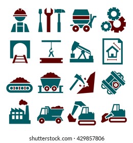engineering, mining , worker icon set