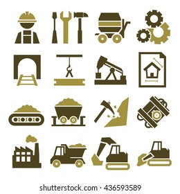 engineering, mining , worker icon set