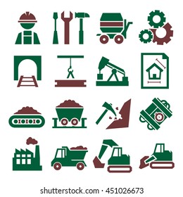 engineering, mining , worker icon set