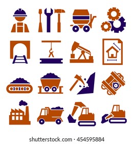 engineering, mining , worker icon set