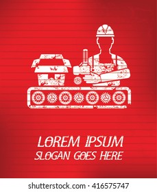 Engineering on red background,poster grunge design