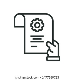 engineering optimization document - minimal line web icon. simple vector illustration. concept for infographic, website or app.