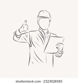 engineering outline character line art illustration