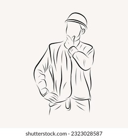 engineering outline character line art illustration