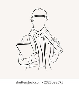 engineering outline character line art illustration