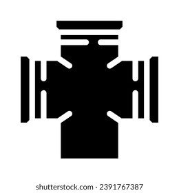 vector de icono de glifo de canalización de ingeniería. señal de tubería de ingeniería. ilustración de símbolo aislado
