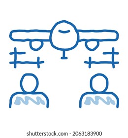 Engineering Plane Sketch Symbol Vektorgrafik. Handgezeichnetes Schild mit blauer Linie Art Engineering Plane. einzelne Symbolillustration