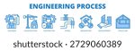 Engineering Process web banner icon vector illustration concept with icons of engineer, construction, contractor, piping, renovation, development, and structure.