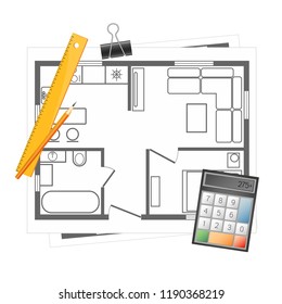 Engineering project of an apartment with a tooll