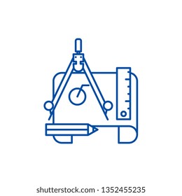 Engineering project line icon concept. Engineering project flat  vector symbol, sign, outline illustration.