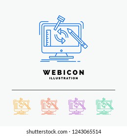 engineering, project, tools, workshop, processing 5 Color Line Web Icon Template isolated on white. Vector illustration