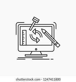 engineering, project, tools, workshop, processing Line Icon. Vector isolated illustration