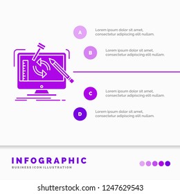 engineering, project, tools, workshop, processing Infographics Template for Website and Presentation. GLyph Purple icon infographic style vector illustration.