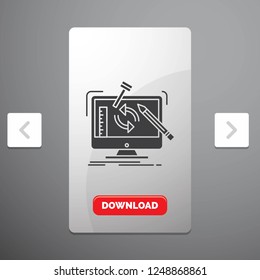 engineering, project, tools, workshop, processing Glyph Icon in Carousal Pagination Slider Design & Red Download Button