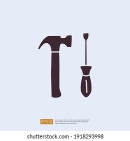 engineering related concept doodle icon with hammer and screw. maintenance and equipment sign symbol. solid style icon vector illustration