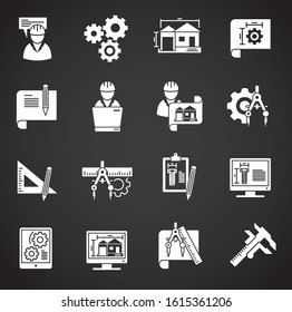 Engineering related icons set on background for graphic and web design. Creative illustration concept symbol for web or mobile app.