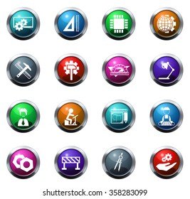 Engineering round glossy web icon set