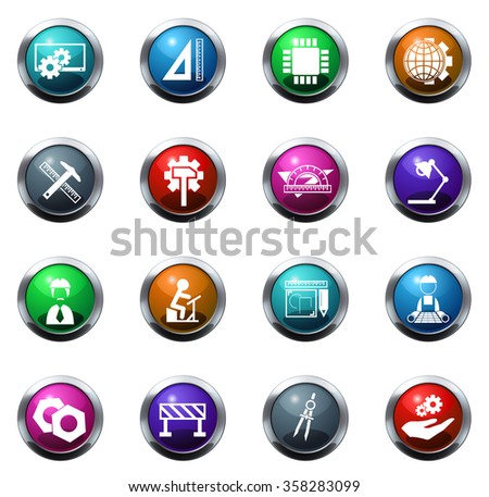 Engineering round glossy web icon set