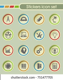 engineering round sticker icons for your creative ideas