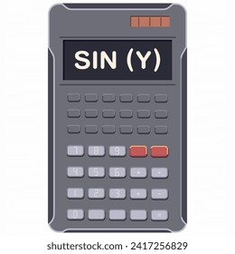 Engineering or scientific calculator vector cartoon illustration isolated on white background.