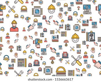 Engineering seamless pattern design, Repeat textile design. Fabric print.