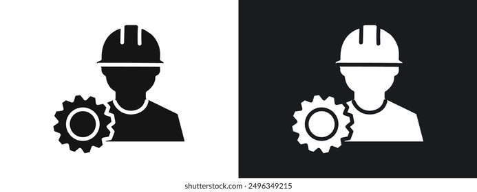 Vector de conjunto de gráficos lineales de Engineering Service Icon en negro