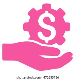 Engineering Service icon. Vector style is flat iconic symbol with rounded angles, pink color, white background.