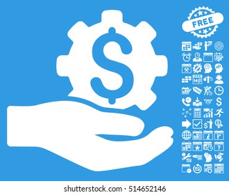 Engineering Service pictograph with bonus calendar and time management pictograph collection. Vector illustration style is flat iconic symbols, white color, blue background.
